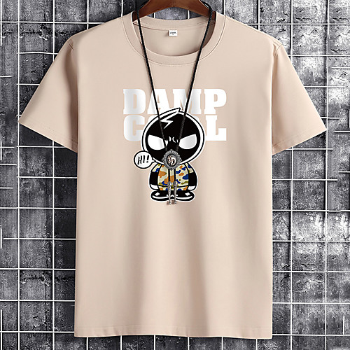 

Men's Unisex Tee T shirt Hot Stamping Cartoon Graphic Prints Letter Plus Size Print Short Sleeve Casual Tops Cotton Basic Cartoon Designer Big and Tall White Khaki Dark Gray