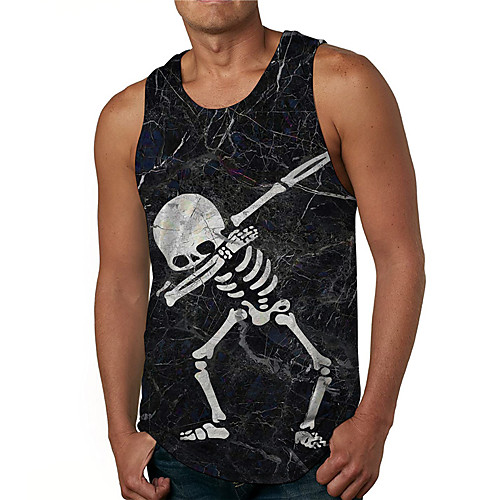 

Men's Tank Top Undershirt Shirt 3D Print Graphic Prints Skull Print Sleeveless Daily Tops Casual Designer Big and Tall Round Neck Black / Summer