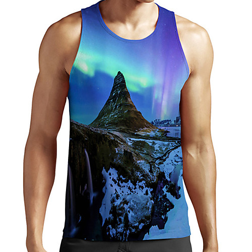 

Men's Unisex Tank Top Undershirt 3D Print Scenery Graphic Prints Plus Size Print Sleeveless Casual Tops Basic Fashion Designer Breathable Blue
