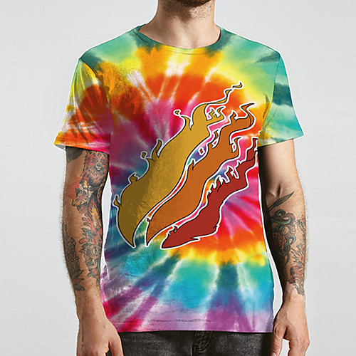 

Men's Unisex Tee T shirt 3D Print Rainbow Graphic Prints Plus Size Print Short Sleeve Casual Tops Basic Designer Big and Tall Rainbow