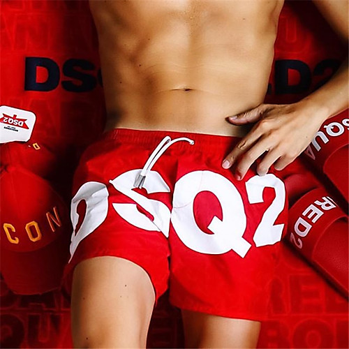 

Men's Shorts Sports Quick Dry Breathable Outdoor Sports Sports Sweatpants Shorts Pants Print Short Drawstring Black Red