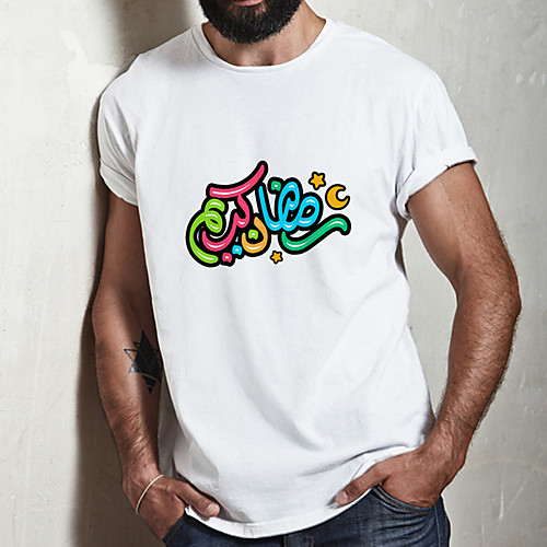 

Men's Unisex Tee T shirt Hot Stamping Graphic Prints Letter Plus Size Print Short Sleeve Casual Tops Cotton Basic Fashion Designer Big and Tall White