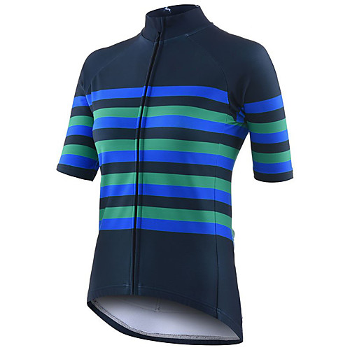 

21Grams Women's Short Sleeve Cycling Jersey Summer Spandex Polyester Blue Stripes Bike Jersey Top Mountain Bike MTB Road Bike Cycling Quick Dry Moisture Wicking Breathable Sports Clothing Apparel