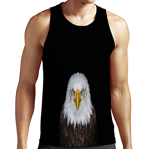 

Men's Unisex Tank Top Undershirt 3D Print Graphic Prints Eagle Plus Size Print Sleeveless Casual Tops Basic Designer Big and Tall Black