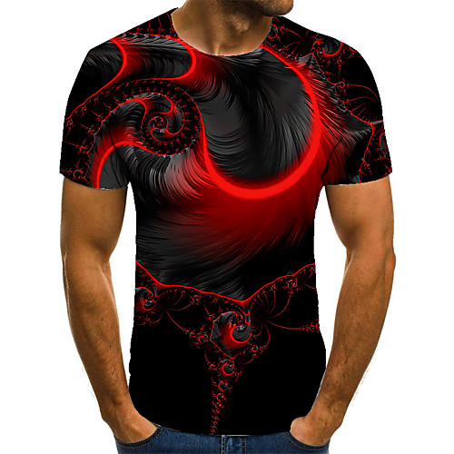 

Men's Unisex Tee T shirt 3D Print Abstract Graphic Prints Plus Size Print Short Sleeve Casual Tops Basic Fashion Designer Big and Tall Red