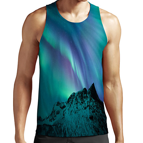 

Men's Unisex Tank Top Undershirt 3D Print Scenery Graphic Prints Plus Size Print Sleeveless Casual Tops Basic Fashion Designer Breathable Green