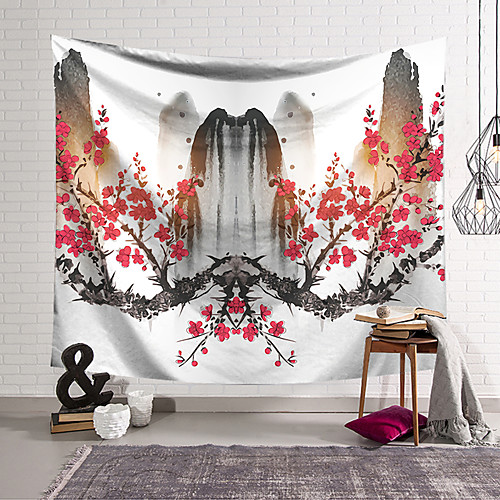 

Chinese Style Ink Painting Style Wall Tapestry Art Decor Blanket Curtain Hanging Home Bedroom Living Room Decoration Polyester