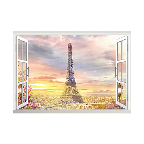 

3D False Window Sunrise Tower Home Children's Room Background Decoration Can Be Removed Stickers