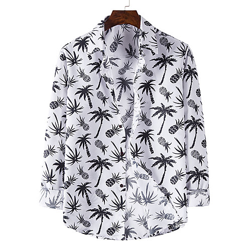 

Men's Shirt Other Prints Graphic Pineapple Long Sleeve Casual Tops Casual White Black