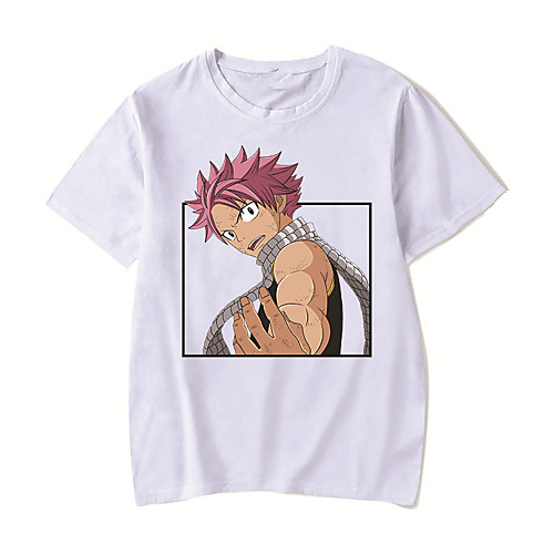 

Men's Unisex Tee T shirt Hot Stamping Anime Graphic Prints Plus Size Fairy Tail Print Short Sleeve Casual Tops Cotton Basic Designer Big and Tall White Black Red