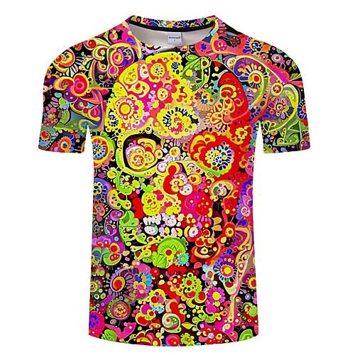 

Men's Unisex Tee T shirt 3D Print Graphic Prints Skull Plus Size 3D Print Print Short Sleeve Casual Tops Basic Designer Big and Tall Black / Red Black / White White