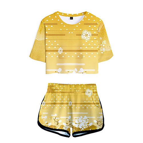 

Inspired by Demon Slayer Agatsuma Zenitsu Cosplay Costume Outfits Terylene 3D 2 Piece Printing Shorts For Women's / Men's