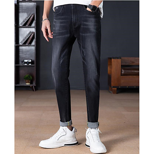 

Men's Cargo Chino Jeans Chinos Pants Solid Color Black Blue Gray