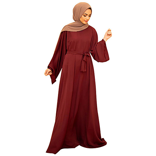 

Women's Swing Dress Maxi long Dress Black (without turban) Army green (without turban) Khaki (without headscarf) Gray (without turban) Dark brown (without headscarf) Burgundy (without headscarf) Long