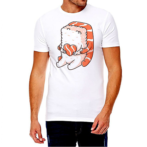 

Men's Unisex Tee T shirt Hot Stamping Food Graphic Prints Plus Size Print Short Sleeve Casual Tops Cotton Basic Fashion Designer Big and Tall White