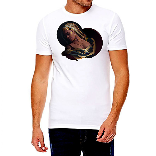 

Men's Unisex Tee T shirt Hot Stamping Graphic Prints Portrait Plus Size Print Short Sleeve Casual Tops Cotton Basic Fashion Designer Big and Tall White