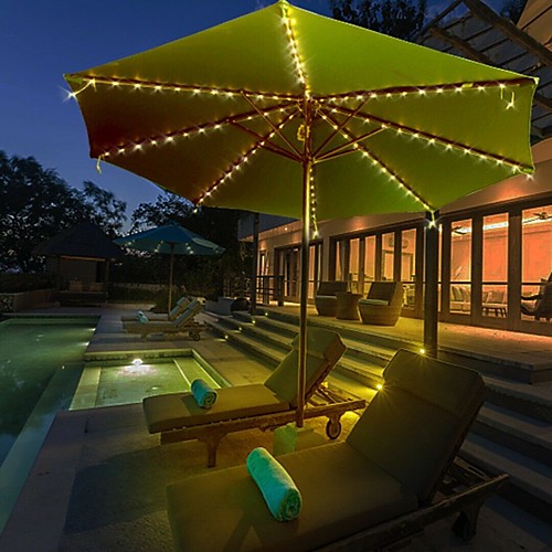 

Outdoor Solar String Light LED Solar Garden Light Solar Parasol Lights 72 LED Solar Outdoor Waterproof Garden Patio String Lights IP67 with Light Sensor Control Garden Decorative Lamp 1 Set