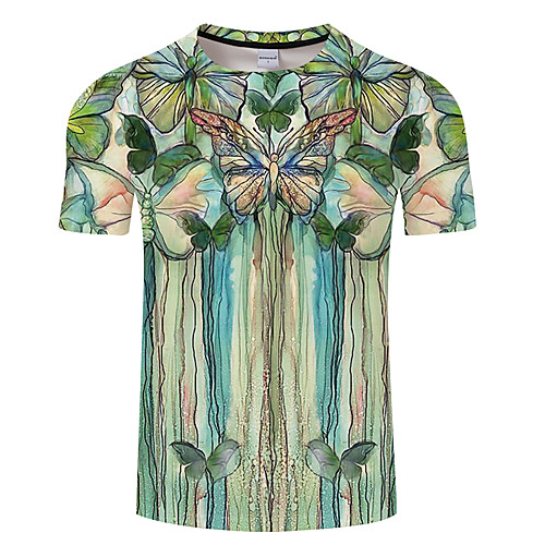 

Men's Unisex Tee T shirt 3D Print Butterfly Graphic Prints Animal Plus Size 3D Print Print Short Sleeve Casual Tops Basic Designer Big and Tall Green / Red Blue Yellow