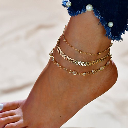 

Anklet Stylish Simple Women's Body Jewelry For Date Festival Double Layered Alloy Silver Gold 1pc