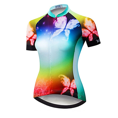 

21Grams Women's Short Sleeve Cycling Jersey Summer Spandex Polyester Blue Rainbow Galaxy Butterfly Bike Jersey Top Mountain Bike MTB Road Bike Cycling Quick Dry Moisture Wicking Breathable Sports