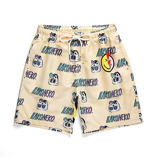 

Men's Casual Chino Quick Dry Breathable Daily Leisure Sports Chinos Shorts Pants Cartoon Dog Letter Short Sporty Print Yellow