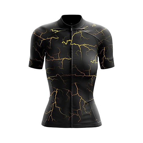 

21Grams Women's Short Sleeve Cycling Jersey Summer Spandex Polyester Black Lightning Bike Jersey Top Mountain Bike MTB Road Bike Cycling Breathable Reflective Strips Back Pocket Sports Clothing