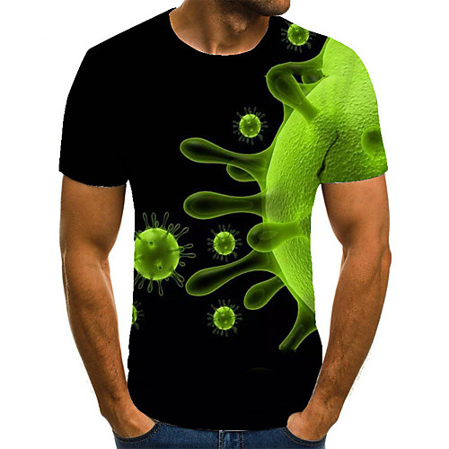 

Men's Unisex Tee T shirt 3D Print Graphic Prints Cell Plus Size Print Short Sleeve Casual Tops Basic Fashion Designer Big and Tall Black