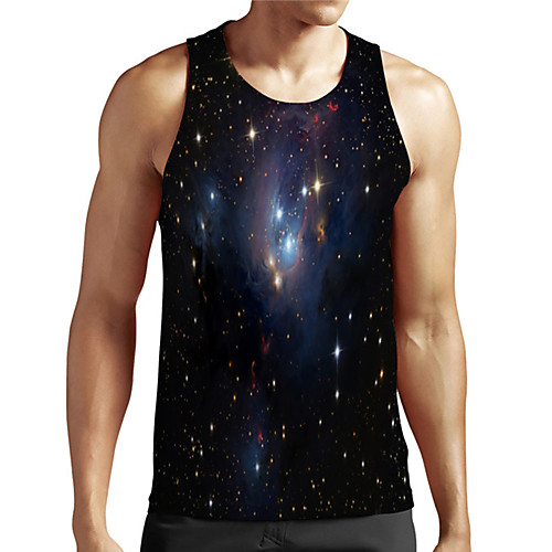 

Men's Unisex Tank Top Undershirt 3D Print Galaxy Graphic Prints Plus Size Print Sleeveless Casual Tops Basic Designer Big and Tall Black