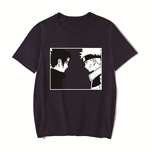 

Men's Unisex Tee T shirt Hot Stamping Anime Graphic Prints Plus Size Naruto Print Short Sleeve Casual Tops Cotton Basic Designer Big and Tall White Black Red