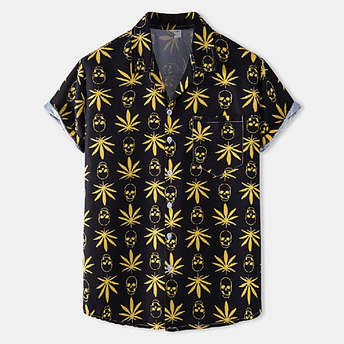 

Men's Shirt 3D Print Graphic Prints Print Short Sleeve Vacation Tops Tropical Streetwear Black