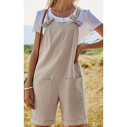 

Women's Ordinary Backless Blue Blushing Pink Khaki Jumpsuit Solid Colored