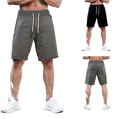 

Men's Shorts Chino Outdoor Sports Slim Casual Daily Chinos Shorts Bermuda shorts Pants Solid Colored Knee Length Pocket Black Dark Gray / Summer / Drawstring