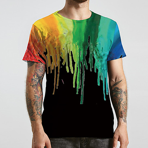 

Men's Unisex Tee T shirt 3D Print Graphic Prints Graffiti Plus Size Print Short Sleeve Casual Tops Basic Designer Big and Tall Black