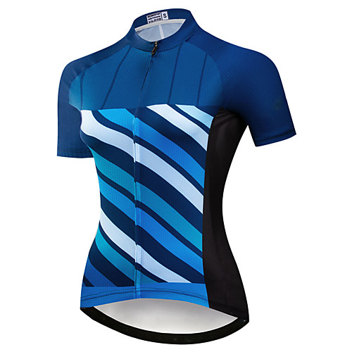 

21Grams Women's Short Sleeve Cycling Jersey Summer Spandex Polyester Blue Bike Jersey Top Mountain Bike MTB Road Bike Cycling Quick Dry Moisture Wicking Breathable Sports Clothing Apparel / Stretchy