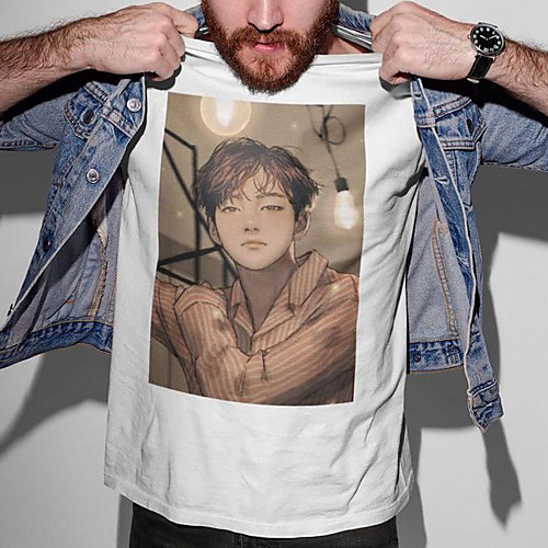 

Men's Unisex Tee T shirt Hot Stamping Graphic Prints Portrait Plus Size Print Short Sleeve Casual Tops Cotton Basic Designer Big and Tall White
