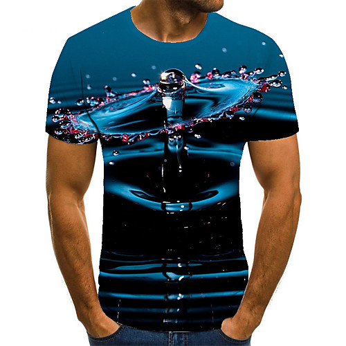 

Men's Unisex Tee T shirt 3D Print Graphic Prints Spray Plus Size Print Short Sleeve Casual Tops Basic Fashion Designer Big and Tall Blue
