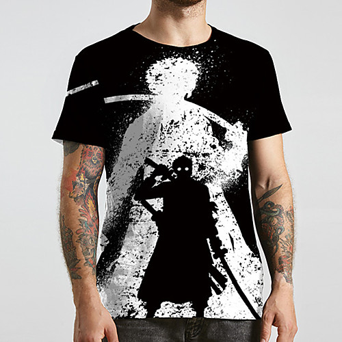 

Men's Unisex Tee T shirt 3D Print Anime Graphic Prints Plus Size Print Short Sleeve Casual Tops Basic Designer Big and Tall Black