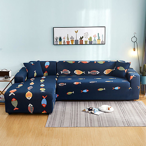 

Print Dustproof Stretch Slipcovers Stretch Sofa Cover Super Soft Fabric Couch Cover Fit For 1 to 4 Cushion Couch And L Shape Sofa (You will Get 1 Throw Pillow Case as free Gift)
