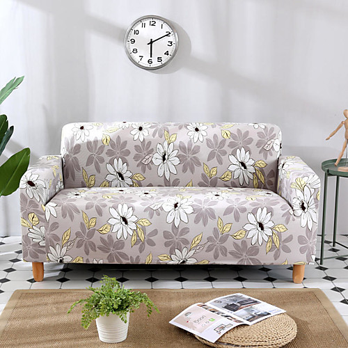 

Grey Floral Print Dustproof All-powerful Slipcovers Stretch Sofa Cover Super Soft Fabric Couch Cover with One Free Boster Case(Chair/Love Seat/3 Seats/4 Seats)