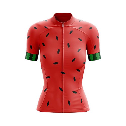 

21Grams Women's Short Sleeve Cycling Jersey Summer Spandex Polyester Red Watermelon Hawaii Fruit Bike Jersey Top Mountain Bike MTB Road Bike Cycling Breathable Reflective Strips Back Pocket Sports