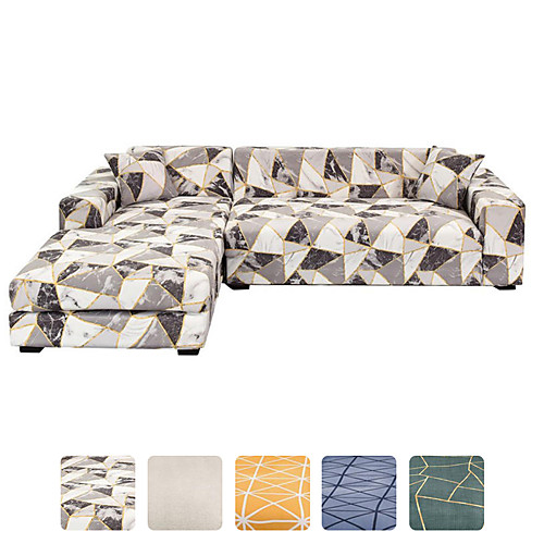 

High Quality Print Dustproof All-powerful Slipcovers Stretch L Shape Sofa Cover Super Soft Fabric Couch Cover Sofa Furniture Protector With One Free Boster Case