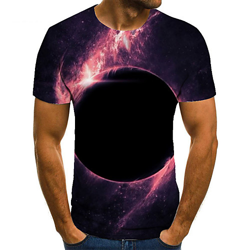 

Men's Unisex Tee T shirt 3D Print Graphic Prints Interstellar Plus Size Print Short Sleeve Casual Tops Basic Fashion Designer Big and Tall Navy Blue