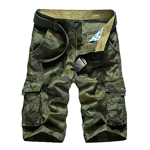 

Men's Basic Daily Shorts Tactical Cargo Pants Camouflage Knee Length Sporty Army Green Khaki