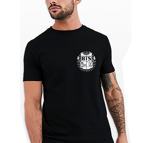 

Men's Unisex Tee T shirt Hot Stamping Graphic Prints Letter Plus Size Print Short Sleeve Casual Tops Cotton Basic Fashion Designer Big and Tall Black
