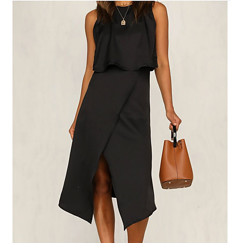 

Women's Shift Dress Maxi long Dress Green Black Peacock Blue Sleeveless Solid Color Spring Summer Casual / Daily 2021 S M L XL