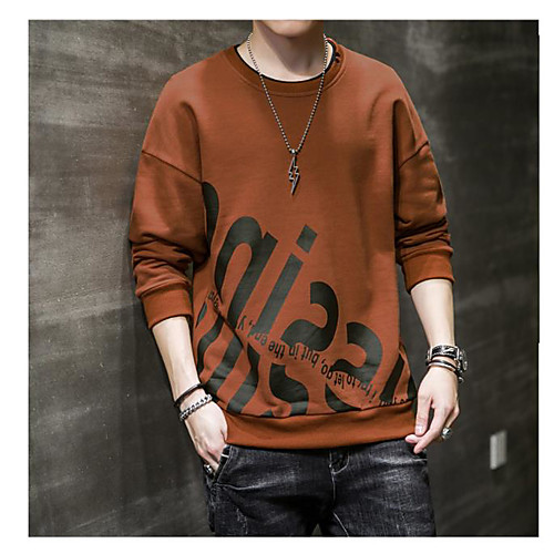 

Men's Pullover Sweatshirt Letter Round Neck Casual Hoodies Sweatshirts Long Sleeve Loose Army Green White Black