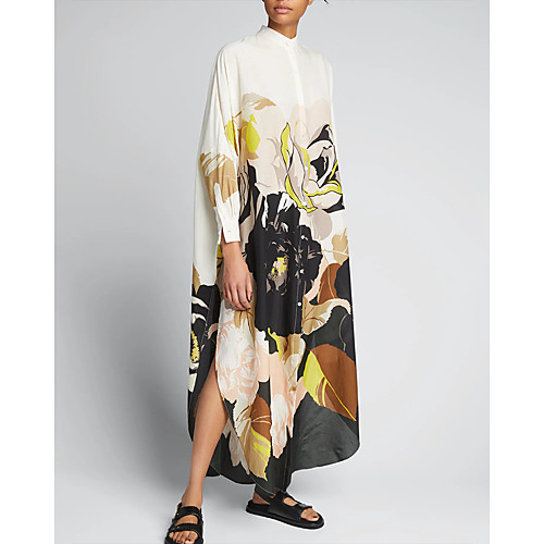 

Women's Shirt Dress Maxi long Dress Photo Color Long Sleeve Solid Color Spring Summer Casual / Daily 2021 S M L XL XXL XXXL 4XL 5XL / Cotton / Cotton
