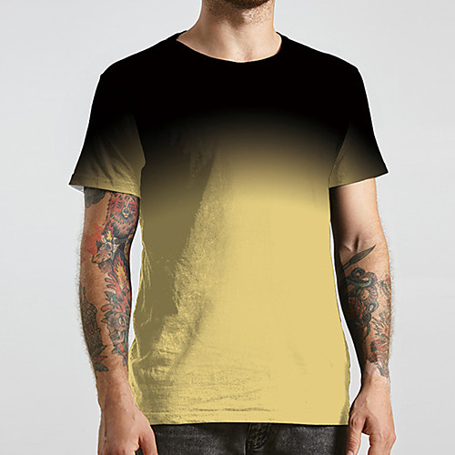 

Men's Unisex Tee T shirt Shirt 3D Print Gradient Graphic Prints Plus Size Print Short Sleeve Casual Tops Basic Designer Big and Tall Round Neck Yellow / Summer