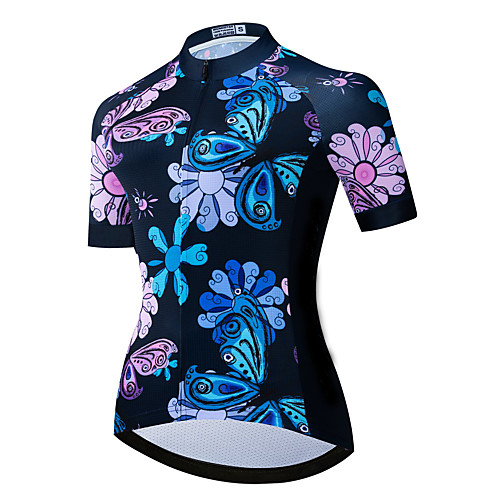 

21Grams Women's Short Sleeve Cycling Jersey Summer Spandex Polyester Black Butterfly Bike Jersey Top Mountain Bike MTB Road Bike Cycling Quick Dry Moisture Wicking Breathable Sports Clothing Apparel
