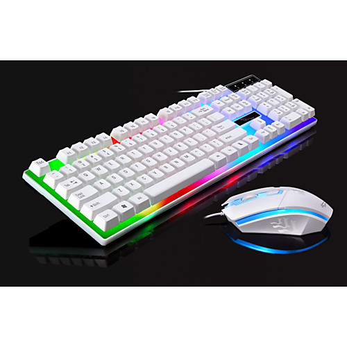 

G21 LED Rainbow Color Backlight Gaming Game USB Wired Keyboard Mouse Set Anti-skid Waterproof Rainbow Color For Windows